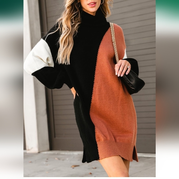 Cupshe Colorblock Sweater Dress - Picture 3 of 4